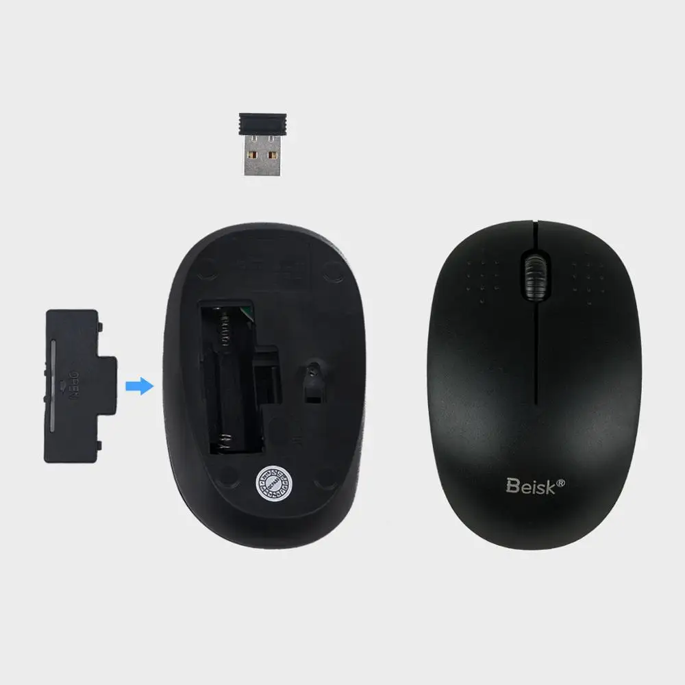 BEISK Pack klaviatūros plius ispanijos belaidės pelės, mechaninė jautrumas PC, Mac, Windows, ir t.t Juoda