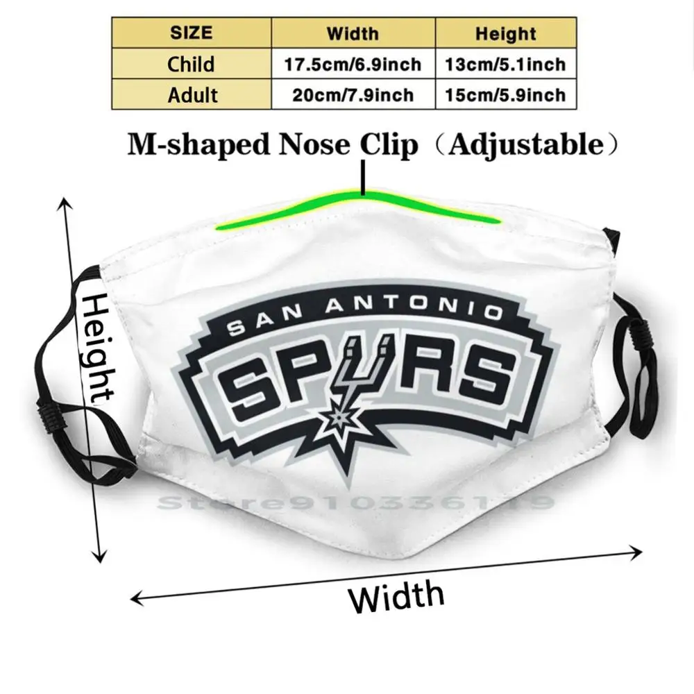 Spurs - San Antonio Spausdinti Daugkartinio Naudojimo Kd2.5 Filtras DIY Nagų Kaukė Vaikams Logotipas