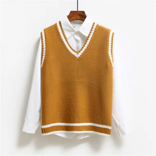 V-kaklo, megzti liemenė ponios atsitiktinis laisvas megztinis ponios pagrindinio vientisos spalvos be rankovių megztinis liemenė 2020 m.