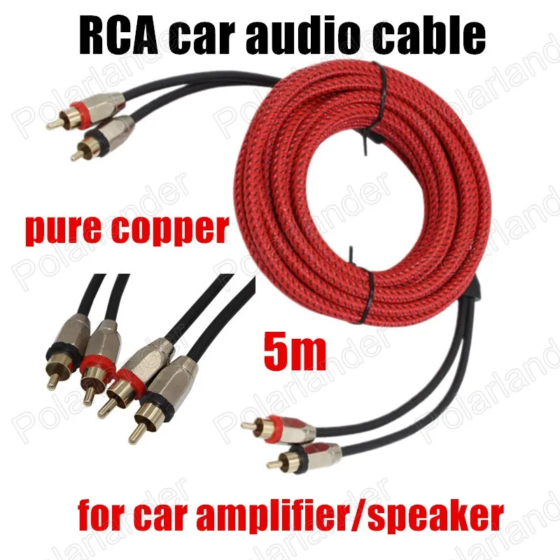 Raudonos spalvos Garsiakalbių Kabelis Viela Automobilio Stereo Garso kabelis laidas 5 metrų gryno vario RCA RCA automobilių stiprintuvas žemų dažnių garsiakalbis