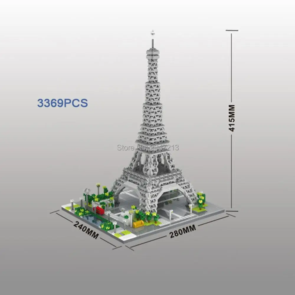 Karšto Lepining miesto klasikinis kūrėjai garsaus architektūros Eiffels Bokštas, Paryžius, Prancūzija modelis mini micro diamond blokai, plytos, žaislai