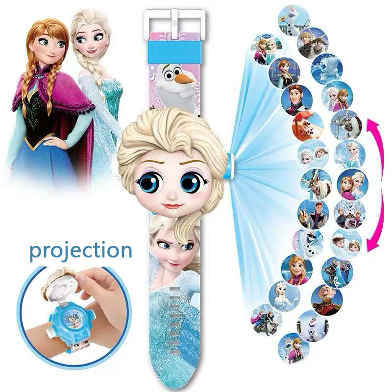 Elsa Žiūrėti Merginos Princesė žmogus-Voras Vaikų Laikrodžiai Vaikai 3D Projekcija Animacinių filmų Modelis Žiūrėti Vaikų Berniukų Skaitmeniniai Laikrodžiai