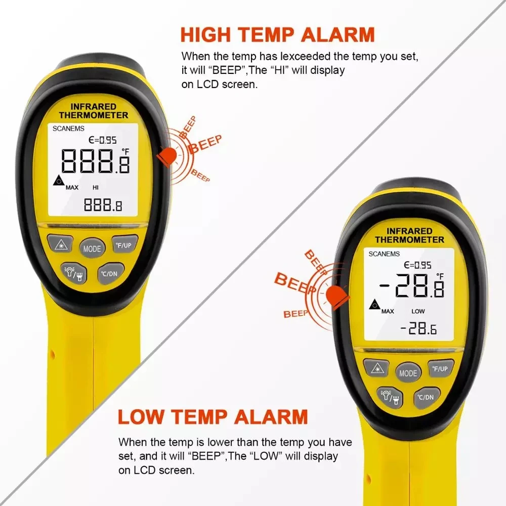 HOLDPEAK HP-985B ir SPINDULIŲ Termometras (-50℃～1360℃) Skaitmeninis ir Spindulių Termometras Dual Lazerio Temperatūra Gun Lydymo Krosnys, Pramonė