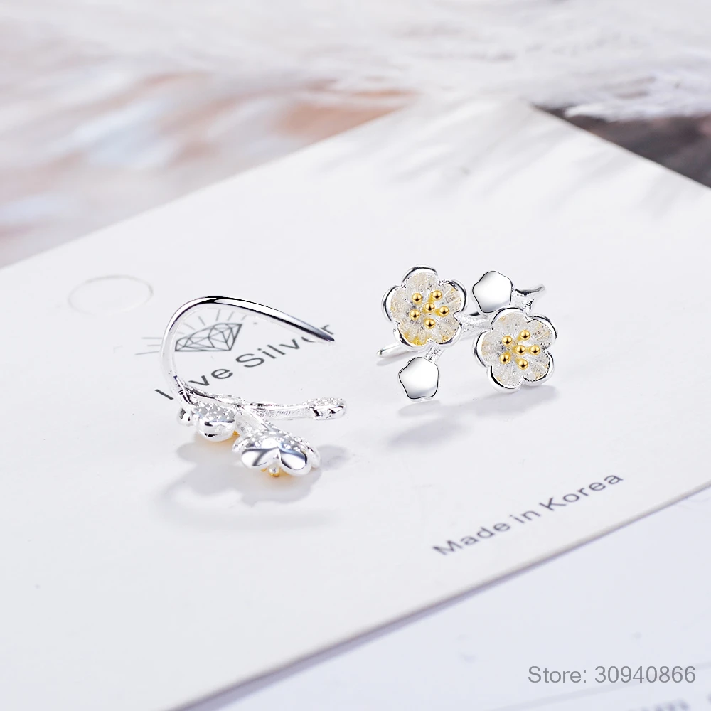Šaltas Dizaino 925 Sterlingas Sidabro Vyšnių Žiedų, Gėlių Auskarai Moterims Fine Jewelry oorbellen Boucle d ' oreille S-E792