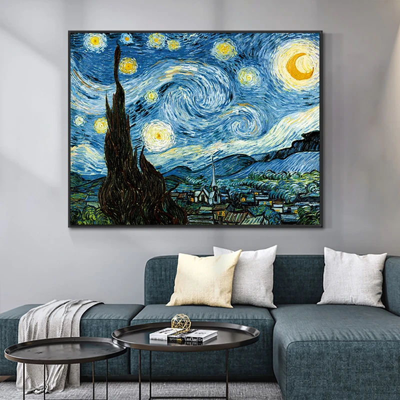 Žvaigždėtą Naktį Van Gogh Garsaus Aliejaus Tapybai, Drobė Spausdinti Šiaurės Plakatas Sienos Meno Nuotrauką Kambarį Namų Dekoro Frameless