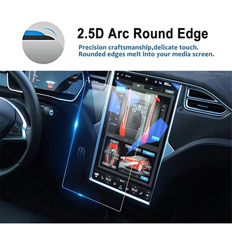 Už Tesla Model X/Modelis S Automobilių Navigacijos Screen Protector ir Dash Skydelis Screen Protector, Grūdintas Stiklas, Jutiklinis Ekranas 2VNT