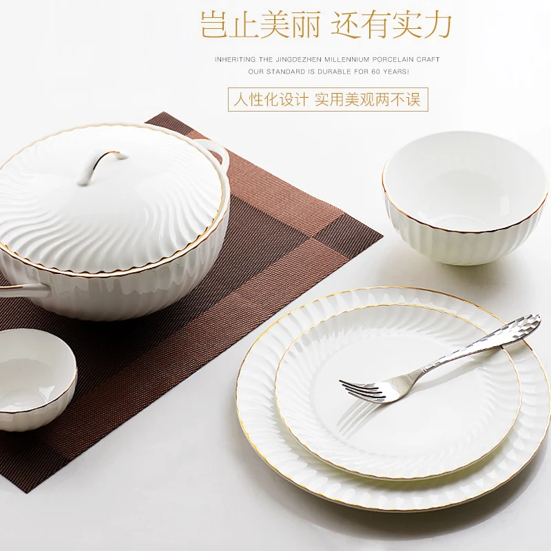 Stalo įrankių rinkinys vajilla de kinija Tangshan Kaulo Porceliano Indų Rinkinį, Virtuvė, Stalo įrankiai Rinkinys, indai rinkinys