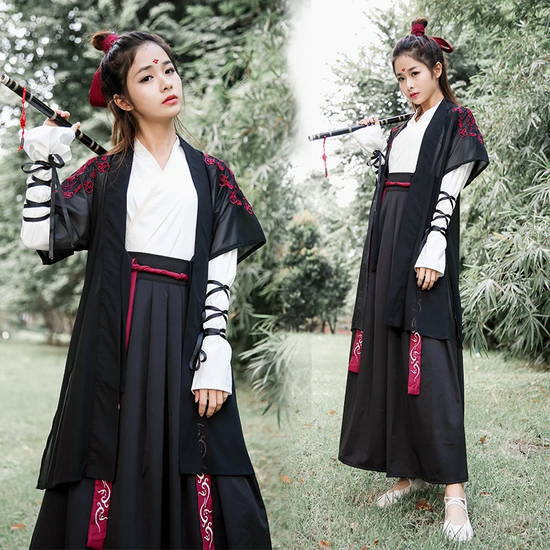 Kinijos Nacionalinio Liaudies Kostiumas Moterims Tradicinių Hanfu Clothin Lady Rytų Pėstininkas Su Kardu Apranga Han Dinastijos Cosplay Apranga