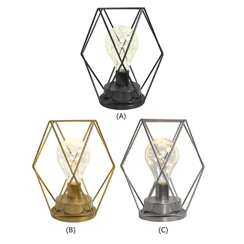 Šiuolaikinės Kaustytomis Geležies LED Stalo Lempa Geometrinės Formos Naktiniai Nakties Šviesos Dekoras