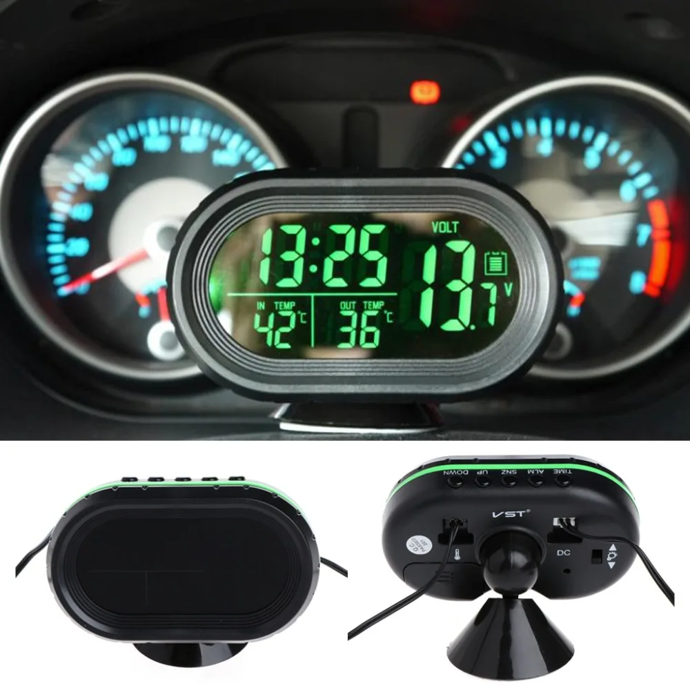 ANENG Skaitmeninis Automobilinis LCD Laikrodis Voltmeter Termometras Baterijos Įtampa Temprerature Stebėti DC 12V-24V Įšaldyti Įspėjimo