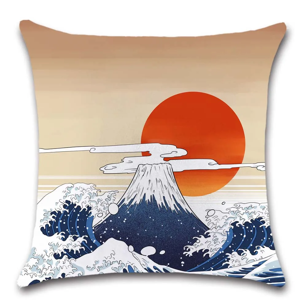 Raudona saulėlydžio Japonija stiliaus kalnų balta Pagalvėlė Padengti Dekoratyvinių Namų sofos, sėdynės Dekoro draugas biuro vaikų miegamasis dovana užvalkalas