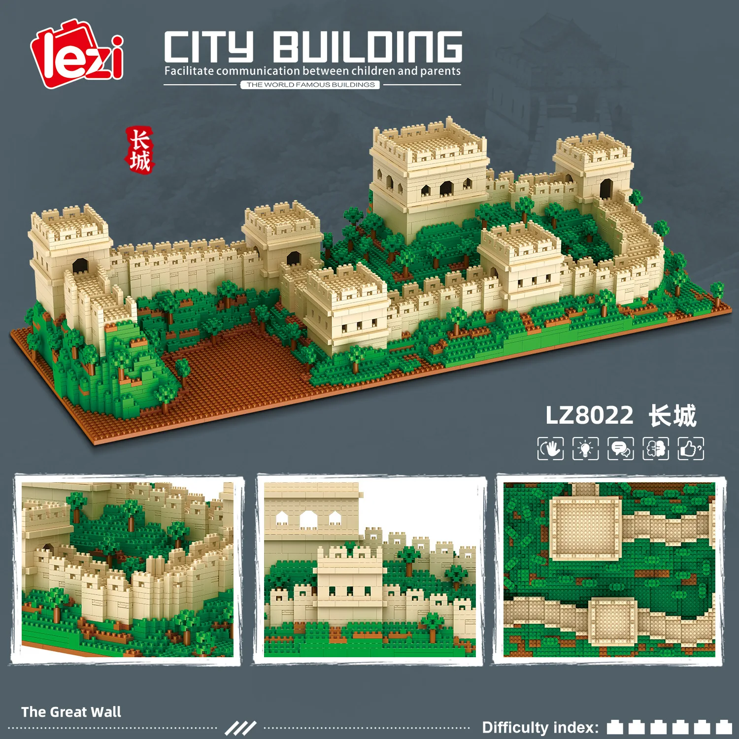 LZ8022 4114pcs+, Great Wall, Statyba Blokai Kinijos Garsaus Architektūros Micro Plytų 3D Modelį Diamond BrickToys Vaikams