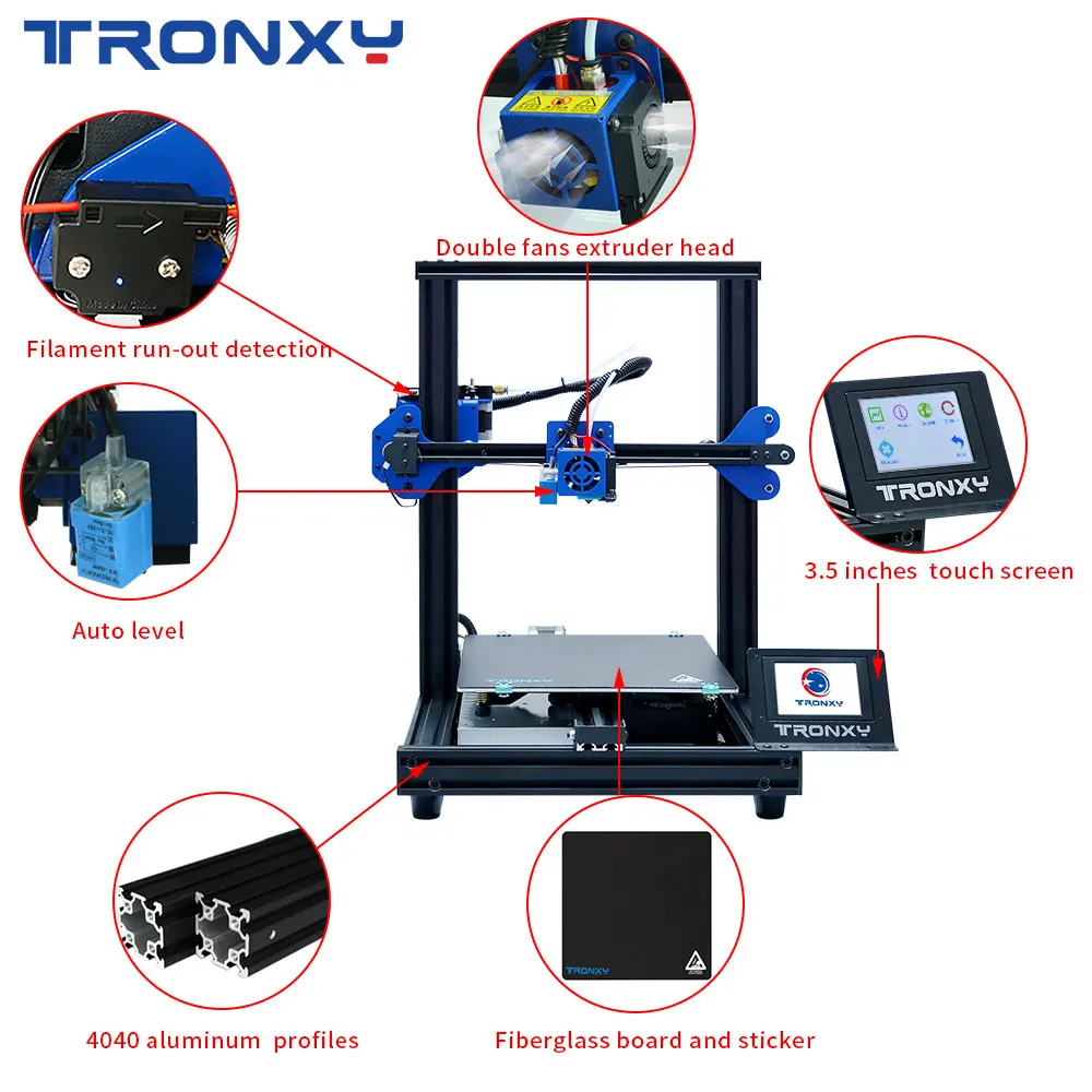 2020 Tronxy XY-2 PRO 3D spausdintuvas I3 Mega Didelis Plus Size Full Metal TFT Touch Screen 3d Spausdintuvą, Aukšto Tikslumo laivų, iš rusijos