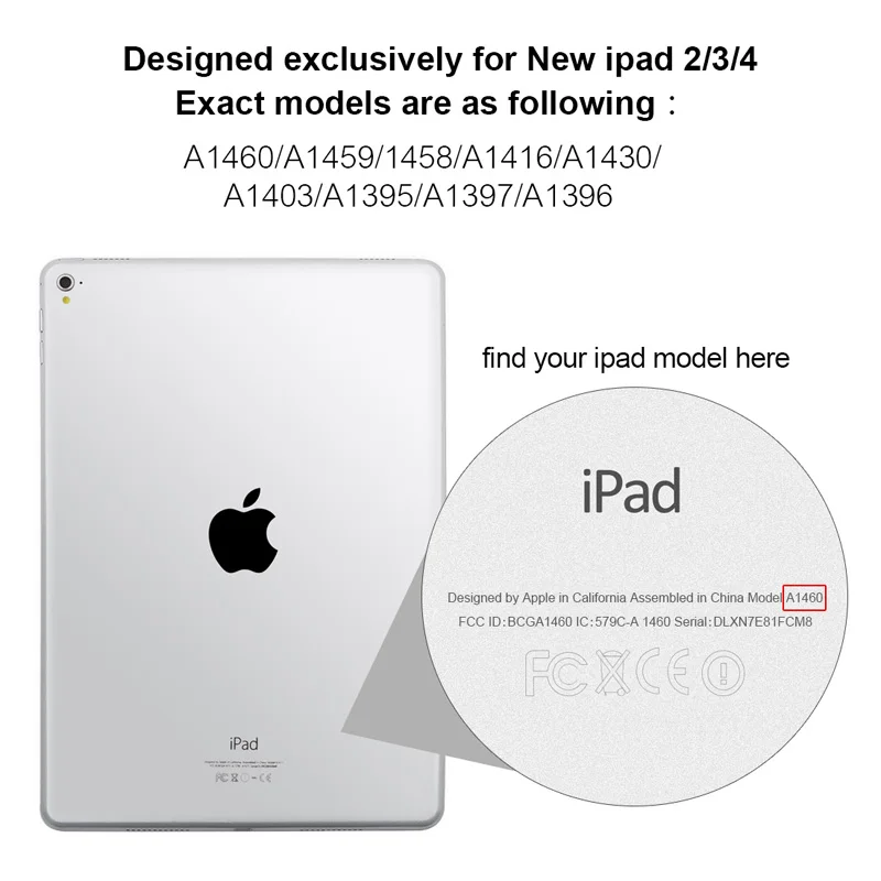 Magnetinio PU Odos Atveju iPad 2 3 4 9.7 colių PC Atgal Ultra Plonas Tri-fold 