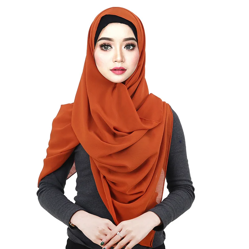 Skatinimas! Raukšlių Šifono Hijab Šalikas Malaizijos Musulmonų Turbaną Lady mujer Wrap Kvėpuojantis Paprasto Skarelė Moterų Vingiuoti Skara