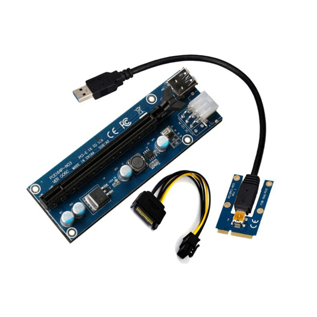 USB Mini PCI-E PCIe PCI Express 1x iki 16x Extender Stove Pjesė Kortelės Adapterį 6Pin SATA 4Pin Maitinimo Kabelis už BTC Kasybos Miner
