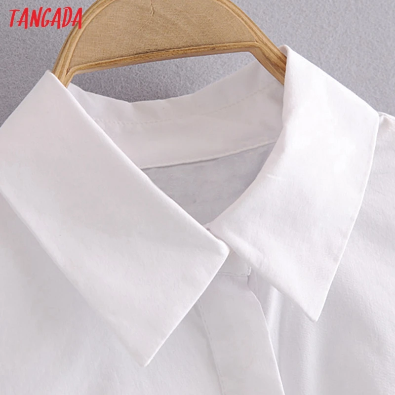 Tangada moterų baltos spalvos klostuotas tunika marškinėliai sluoksniuotos ilgomis rankovėmis kietas elegantiškas biuras ponios darbo drabužiai palaidinės QN32
