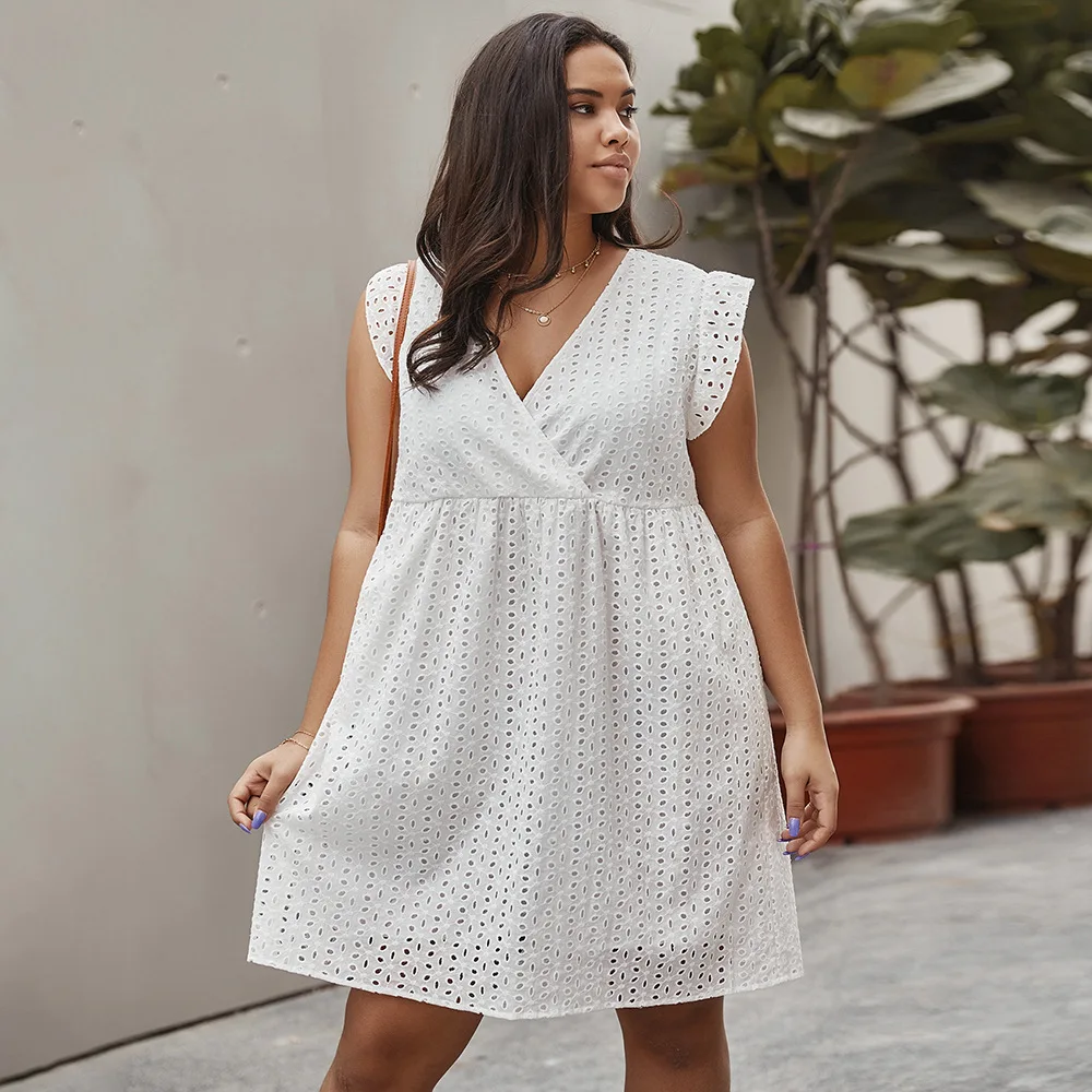 Balta Suknelė Moterų 2020 M. Vasaros Mados V Kaklo Sleevless Tuščiaviduriai Iš Atsitiktinis Suknelė Aukštos Juosmens, Palaidi Ponios Tunika Mini Suknelės