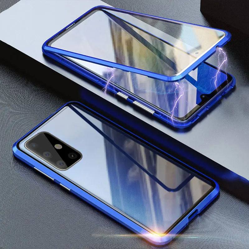 Magnetinio Atveju, Samsung Galaxy A51 A71 Atveju Dvipusis Grūdintas Stiklas Case for Samsung Galaxy S10 Lite 10 Pastaba Lite Atveju