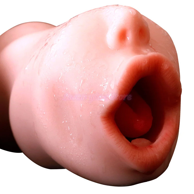 3D Realistiškas Vyrų Masturbator Oralinio Sekso Žaislai Tikroviškas Veidas, Burna Smūgis Darbo Stroker Giliai Gerklės Oralinio Sekso Lėlė