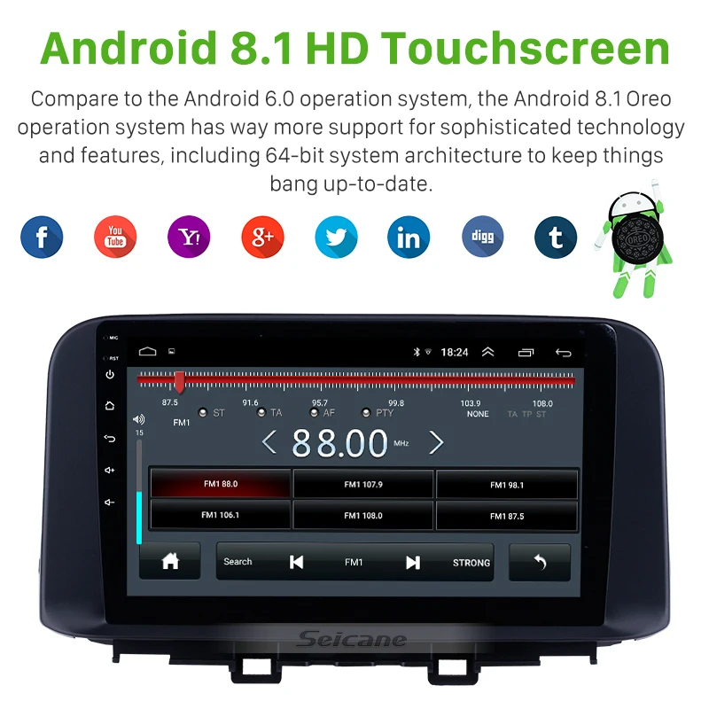 Seicane Android 10.0 HD Lietimui jautrus ekranas Automobilio Multimedijos Grotuvas GPS 2018 2019 Hyundai ENCINO Kona su 