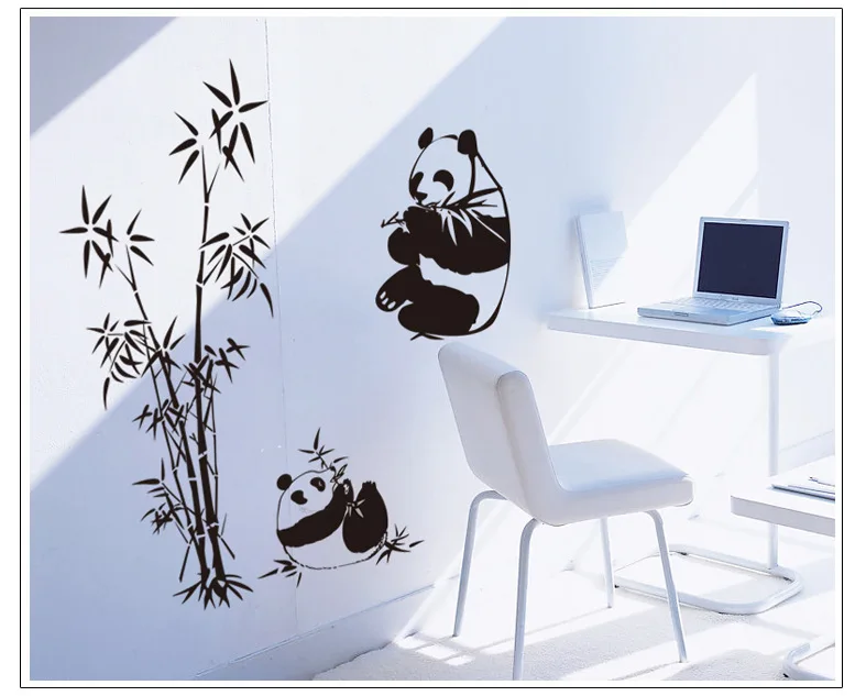 Naujas Juodas didelis dydis 100*90CM Panda Bambuko Sienų Lipdukai Kambarį TELEVIZIJOS Sienos Sofa Nuimamas Namo Sienos Lipdukas Lipdukas Meno AY9051