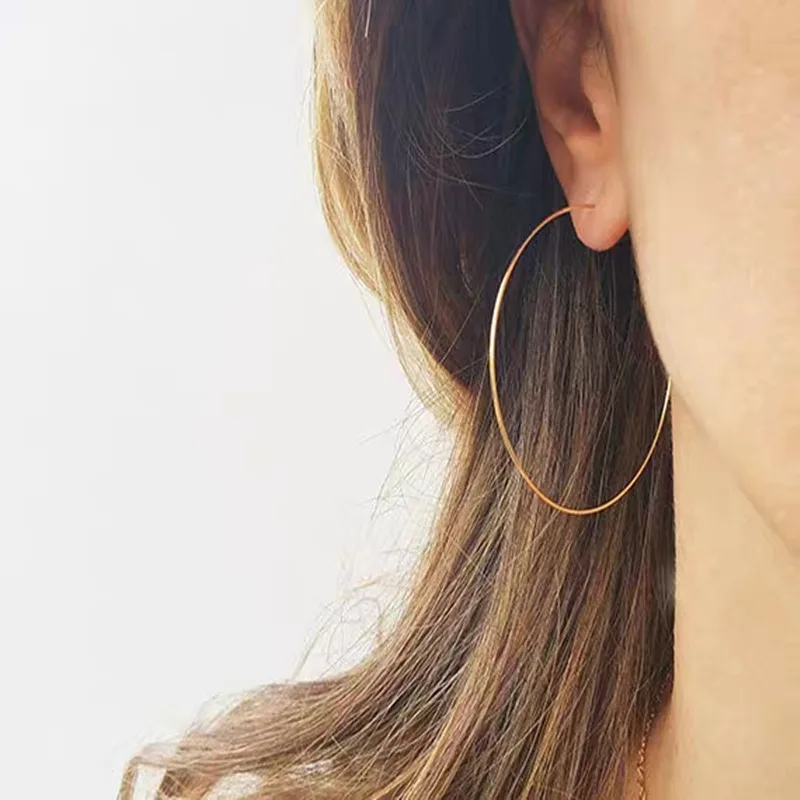 Klasikinis madinga hoopas auskarai moterims, 925 sidabro papuošalai ausies spenelio auskarų ausies sagtis aksesuaras aktyvių moterų mergina šalis dovanos