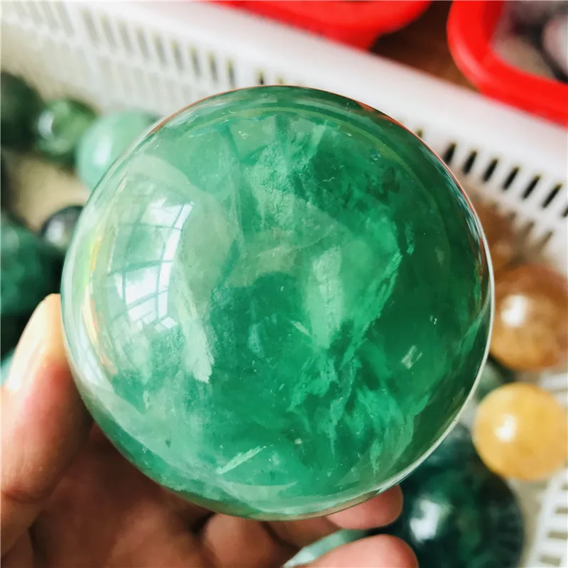 6cm Natūrali žalioji fluorito kristalas kamuolys šeimos dekoratyvinis kamuolys Helovinas Kalėdų dovana