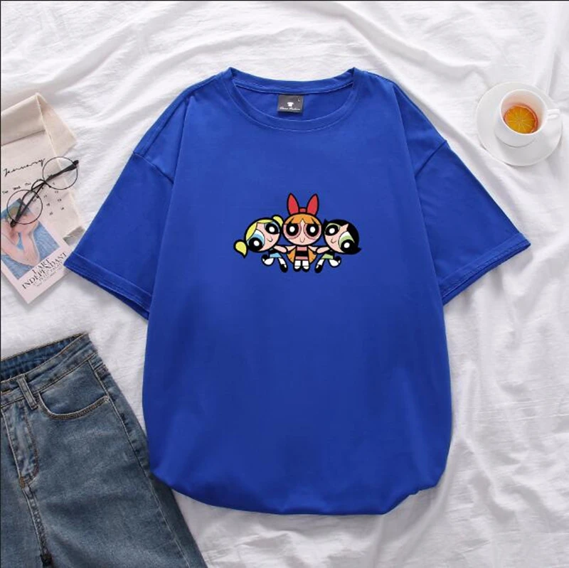 Nauja, t-shirt mielas Animacinių filmų Kawaii Policewoman hip-hop ulzzang korėjos stiliaus Svetimas spausdinti Vasaros medvilnės streetwear marškinėliai