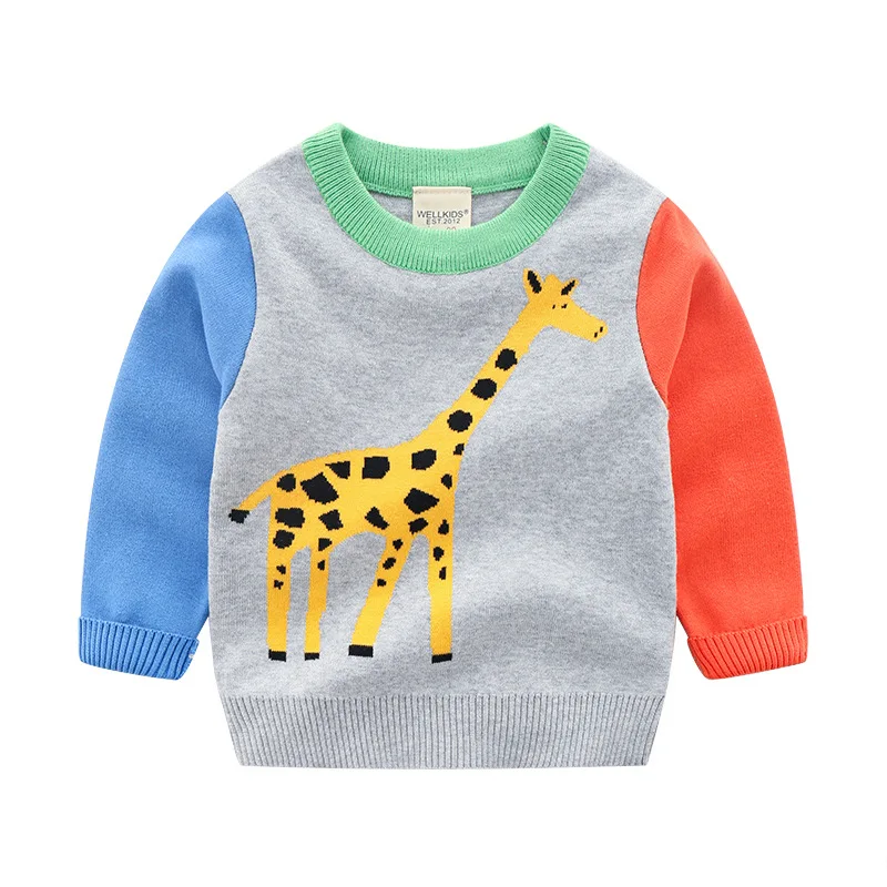 2020 Medvilnės Berniukai Megztinis Ilgomis Rankovėmis Vaikams Laisvalaikio Drabužių Rudens Kratinys Animacinių Filmų Žirafa Žiemos Berniukų Drabužiai