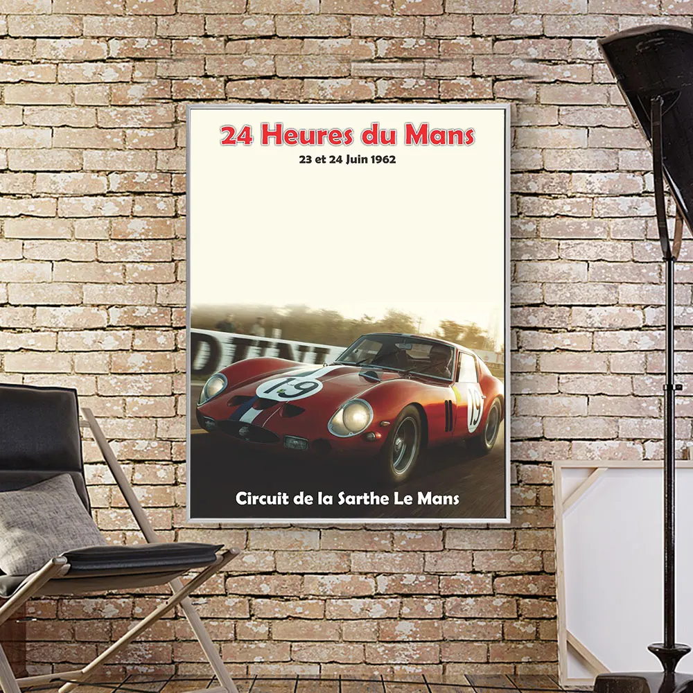 Le Mans 24 Valandų 1962 M. Birželio 23-24 Plakatas Ant Drobės Spausdinti Šiaurės Šalių Sienos Meno Nuotrauką Kambarį Namo Apdaila