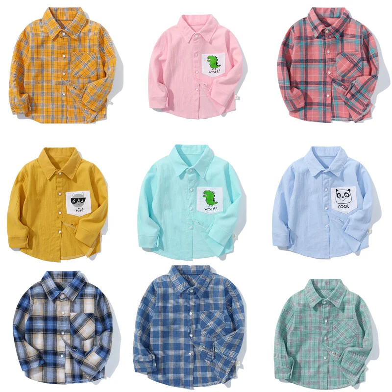 Vaikų marškinėliai 2020 naujų rudens vaikų Pledas Marškiniai Berniukų pavasario ir rudens tendencijų drabužius