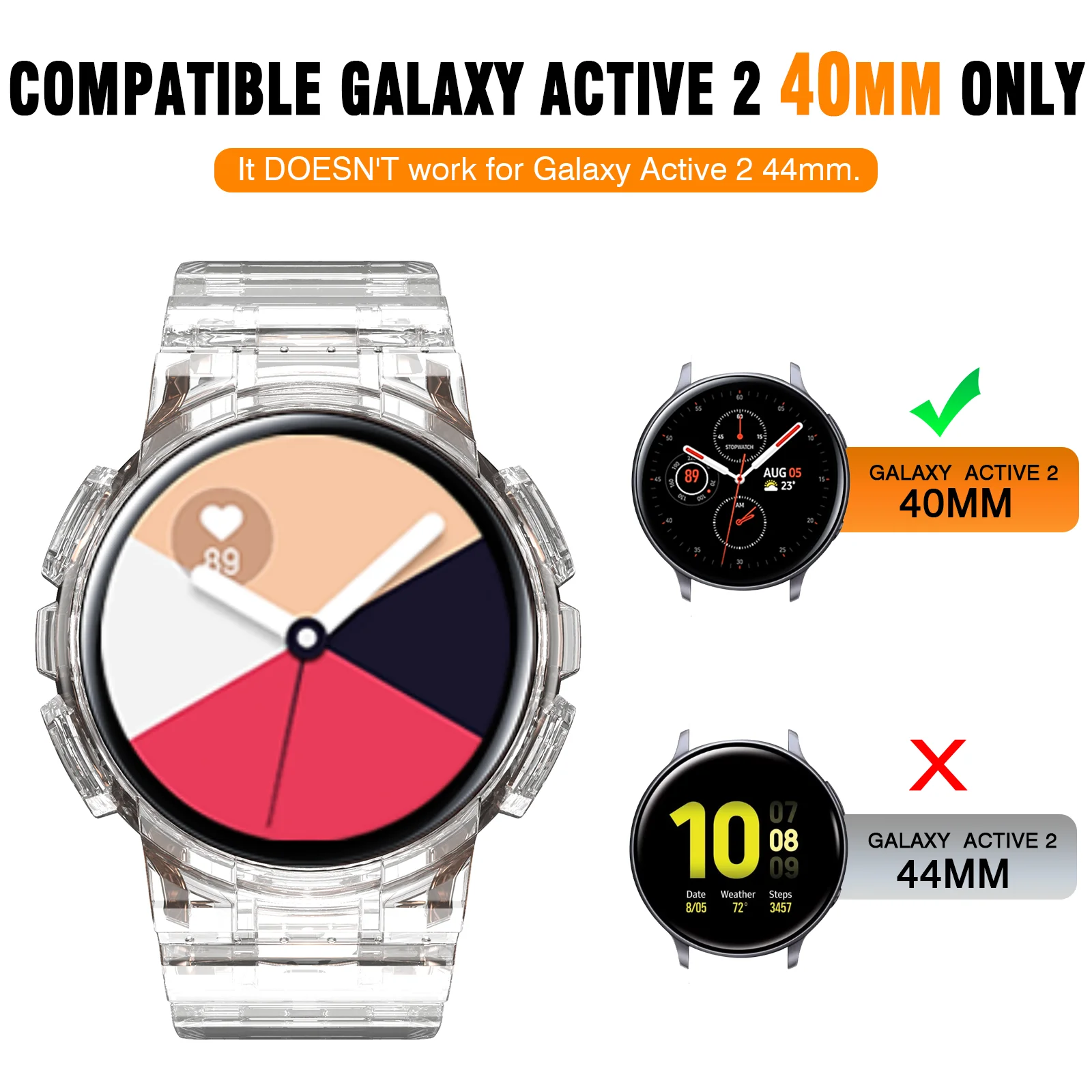 TPU Watchband Samsung Galaxy Aktyvios 2 Naujausias Sporto Dirželis Skaidrus Žiūrėti Juosta+Case for Galaxy Aktyvios 2 40mm Apyrankė