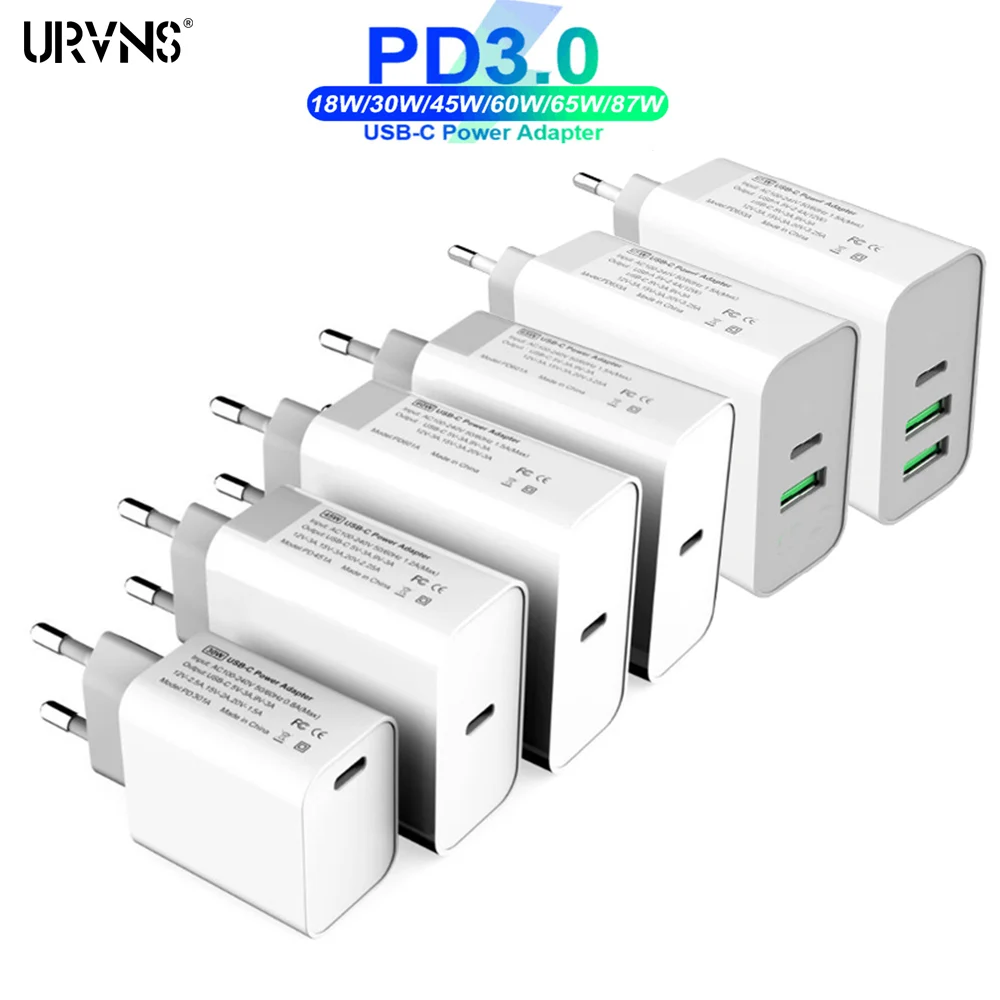 URVNS TIPAS-C USB C Power Adapter 30W 45W 60W 65W 87W QC3.0 PD Greitai, Sieninis Kroviklis, USB-C Nešiojamieji kompiuteriai 