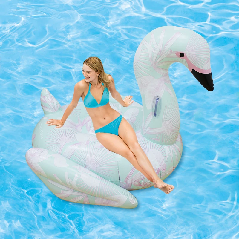 60 Colių 1,5 M Milžinišką Pripučiamą Swan Baseinas Plaukti Ride-On Gėlių Spausdinti Flamingo Plaukimo Žiedas Atostogų Šalis, Vandens Žaislai Boias Piscina