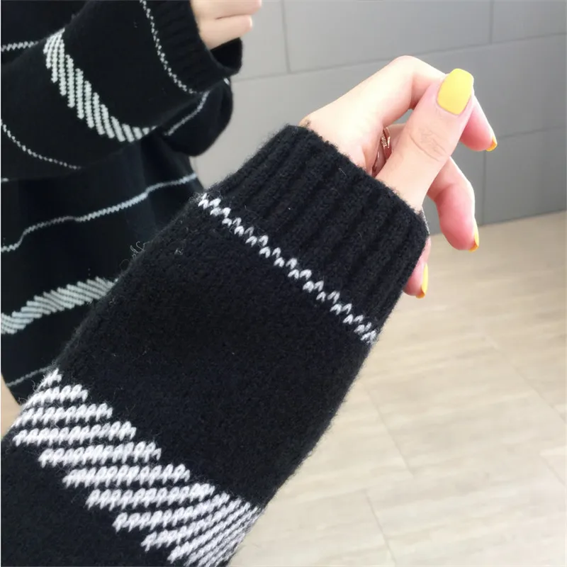 Šiltas Juostele Ilgomis Rankovėmis Traukti Femme Megzti Megztinis (Puloveris) Mados Naujų 2019 Prarasti Sueter Mujer Moterų Megztinis Moterų Žiemos Viršūnės