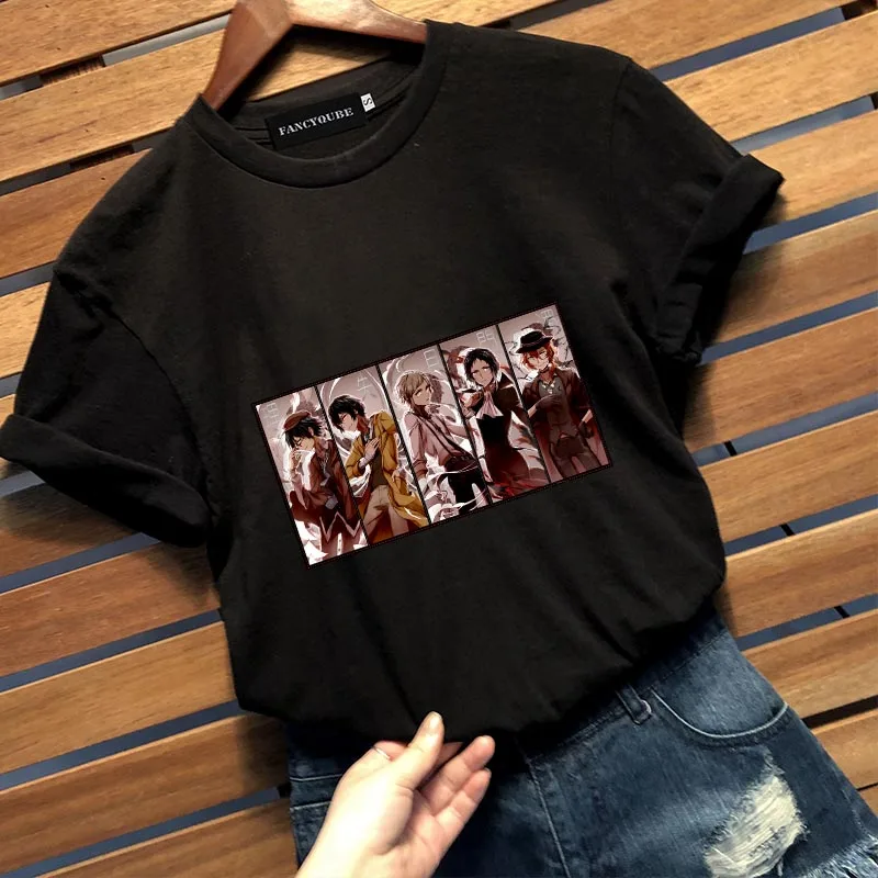 Nauja siunta 2020 Anime Bungou Benamių Šunų Atsushi Dazai Marškinėliai Moterims Gerbėjai hort Rankovėmis Viršūnes Vasaros Streetwear Hip-Hop