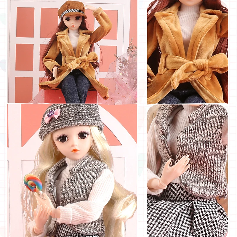 Mados 45cm BJD Doll Oficialų Suknelė 18 Kilnojamojo Sujungta Lėlės, Žaislai su Žiemos Dress Padaryti iki Grožio BJD 