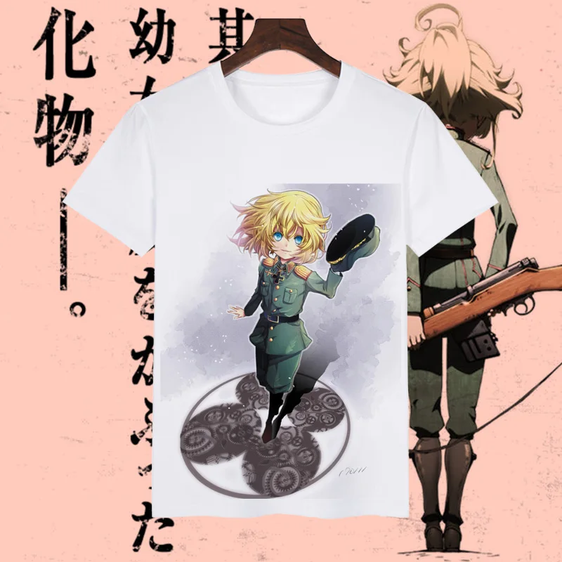 Saga Tanya Blogis T-shirt Anime Cosplay Marškinėliai Vasaros trumpomis Rankovėmis Tees