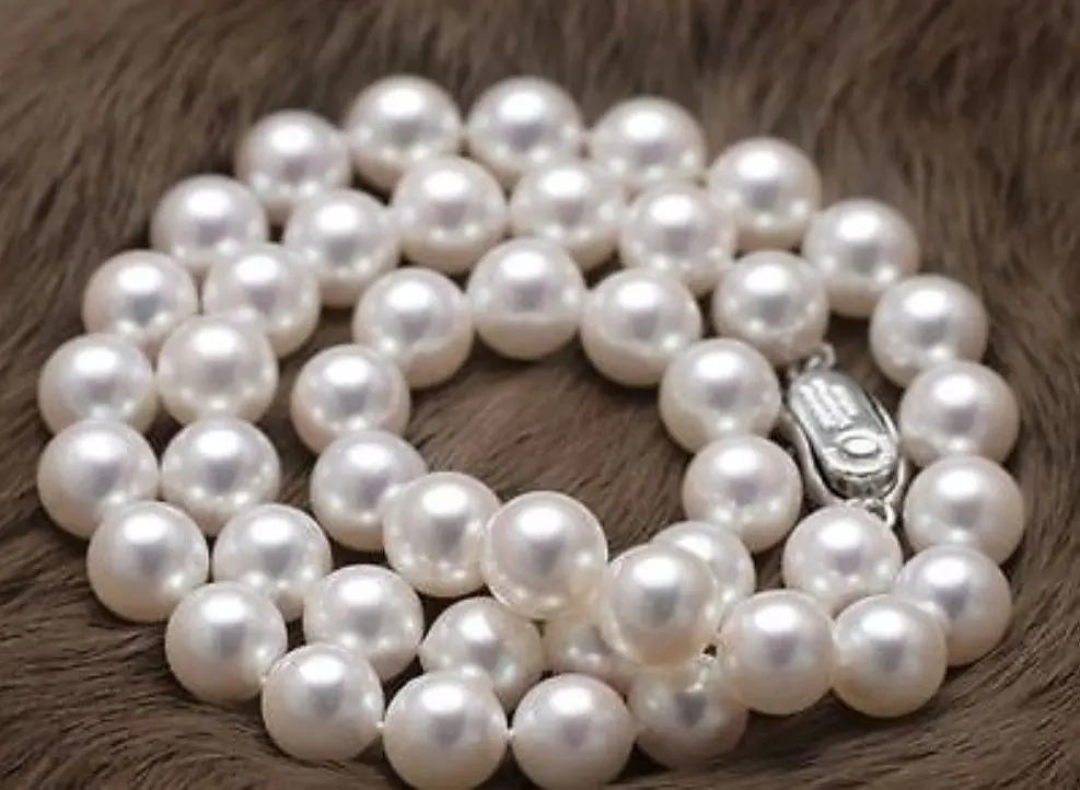10-11mm AAA+ fizinis pietų jūros balta perlų vėrinį 18inch