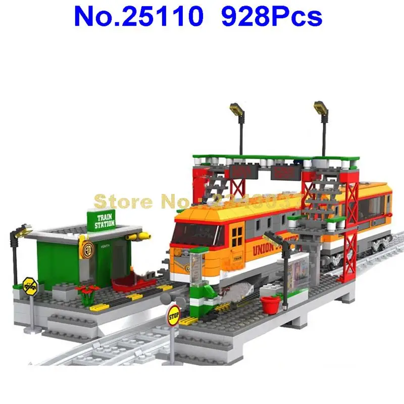 Ausini 928pcs keleivių stotis lokomotyvą traukinys geležinkelio 5 building block Žaislas