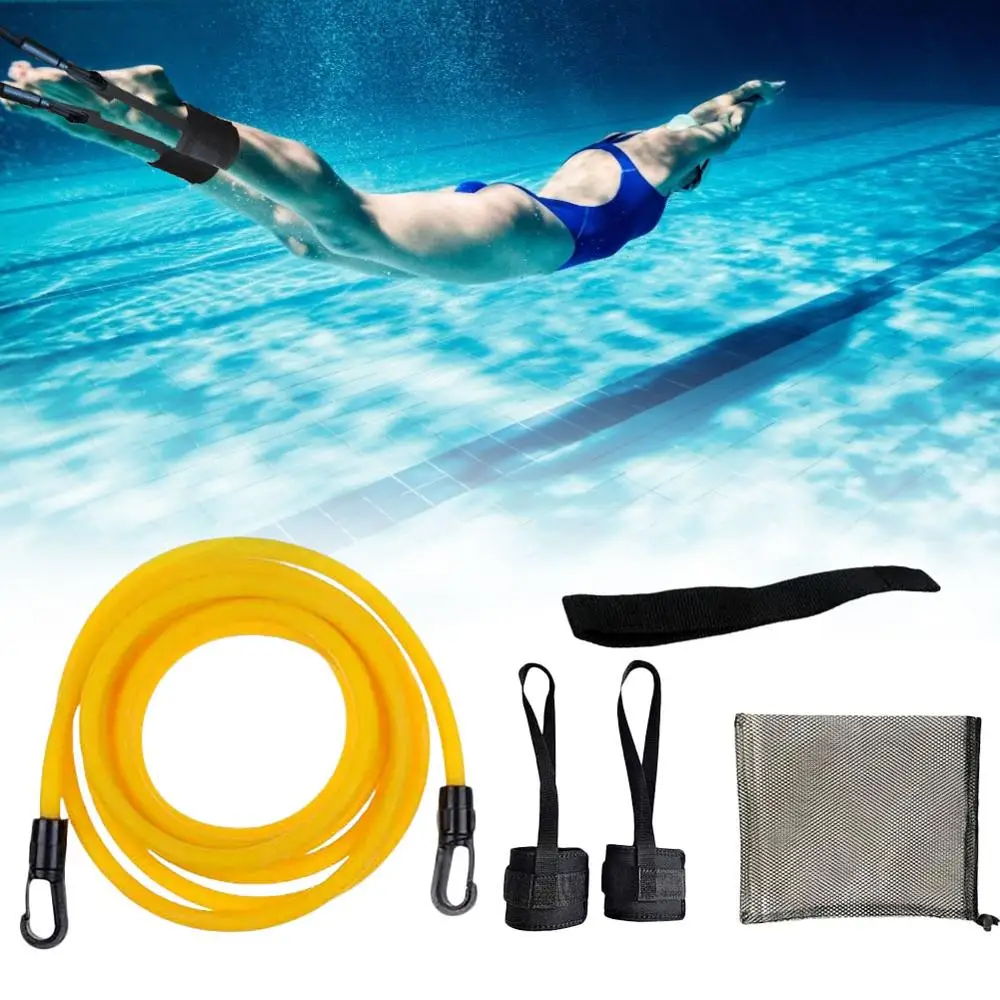 Reguliuojamas Plaukti Mokymo Atsparumas Diržo Suaugusiųjų Vaikų Plaukimo Bungee Stiprumo Exerciser Saugos Elastinga Virvė Plaukimo Exerciser