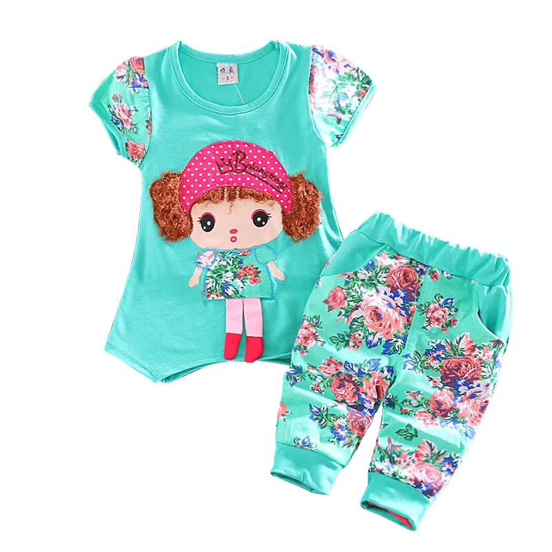 2020 metų vasaros bamblys mergaičių drabužius sekti pavyzdžiu kūdikių mergaičių naujas prekės ženklas medvilnės drabužių rinkinius, t-marškinėliai, šortai