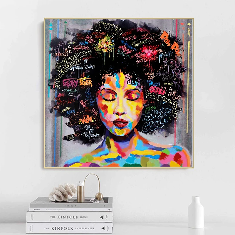 Abstrakti Afrikos Moters Portretas Drobės Plakatai, Tapyba ir grafika Grafiti Meno Cuadros Quadro Sienos Meno Nuotrauka už Kambarį