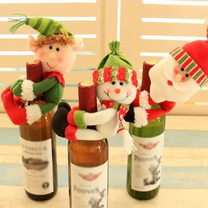 Kalėdinis Vyno Butelis Padengti Puikus Apkabinti Kalėdų Elfai/Sniego/Santa Claus Valgomasis Stalas Dekoratyvinis Ornamentas
