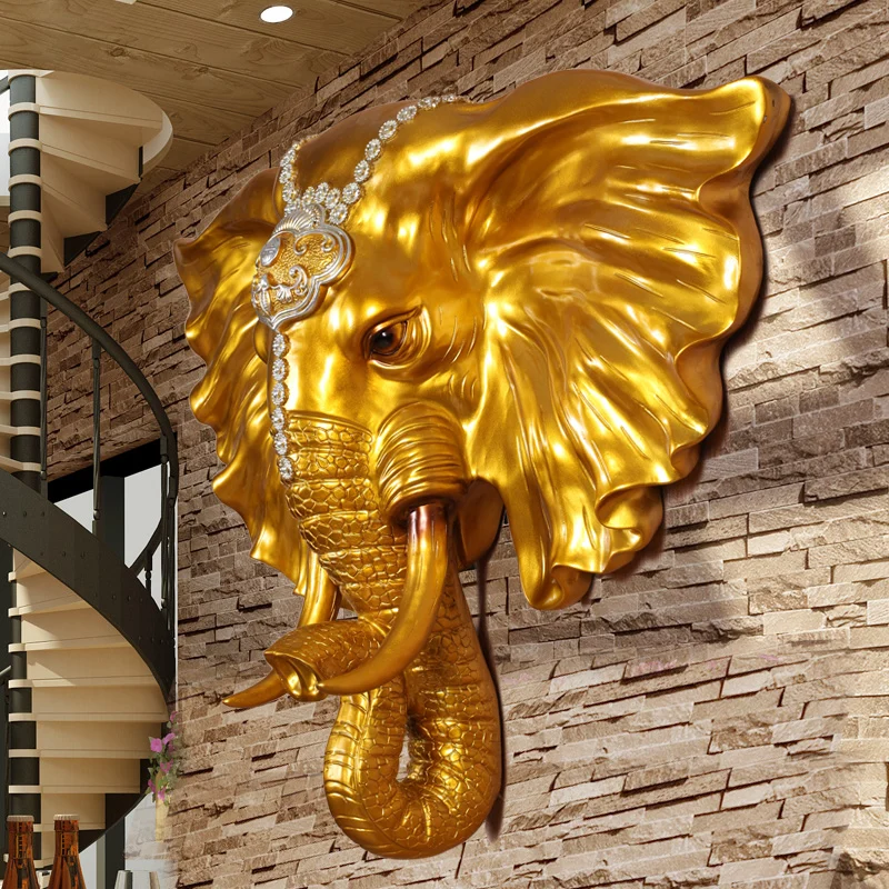 Europos retro stiliaus, dramblio galva sienos pakabukas namų gyvenimo kambario sienos parduotuvė, baras, praėjimų gyvūnų ornamentu