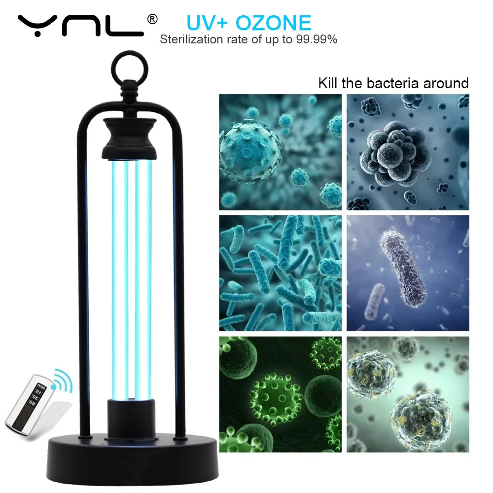 38W Nuotolinio Valdymo Ultravioletinių Sterilizer UV Lempos Lemputė Vamzdis Baktericidinį uv-C LED Ozono Sterilizer Erkės Šviesos Kvarco Lempa