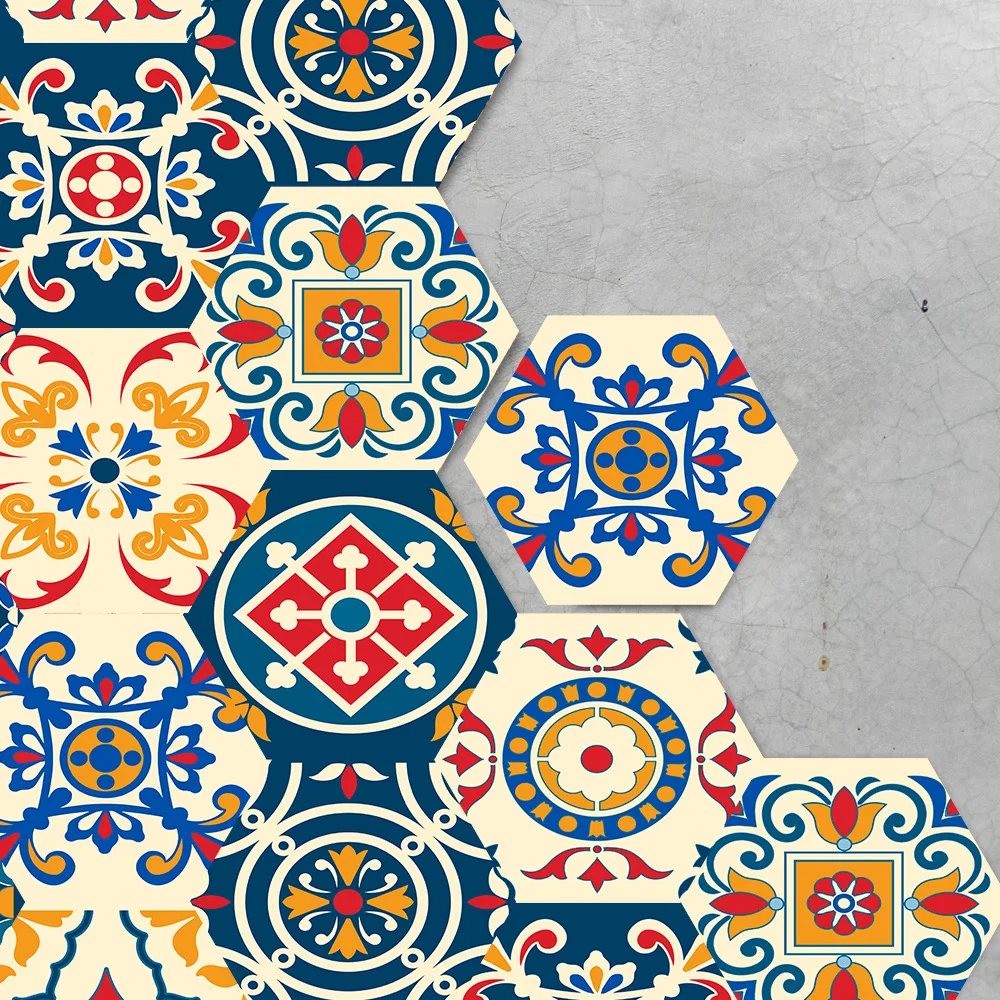 Maroko stilius šešiakampe ruoželiniu grindų lipdukai, vonios kambarys, virtuvės sienų lipdukai vandeniui atsparus dėvėjimuisi atsparios neslidžios kilimėlis