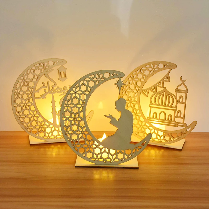 14cm Žvakė Led Mėnulio Šviesos Eid Mubrak Dekoro Medžio Mėnulis Ramadanas LED Pasakų buities reikmėms Eid al-Fitr Musulmonų Poilsio Namų Dekoracijos