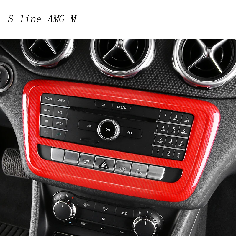 Automobilio Stilius Anglies Pluošto Stiliaus Konsolė CD Frame Auto Padengti Lipdukai Apdaila Mercedes Benz A GLA CLA Klasė W176 X156 C117